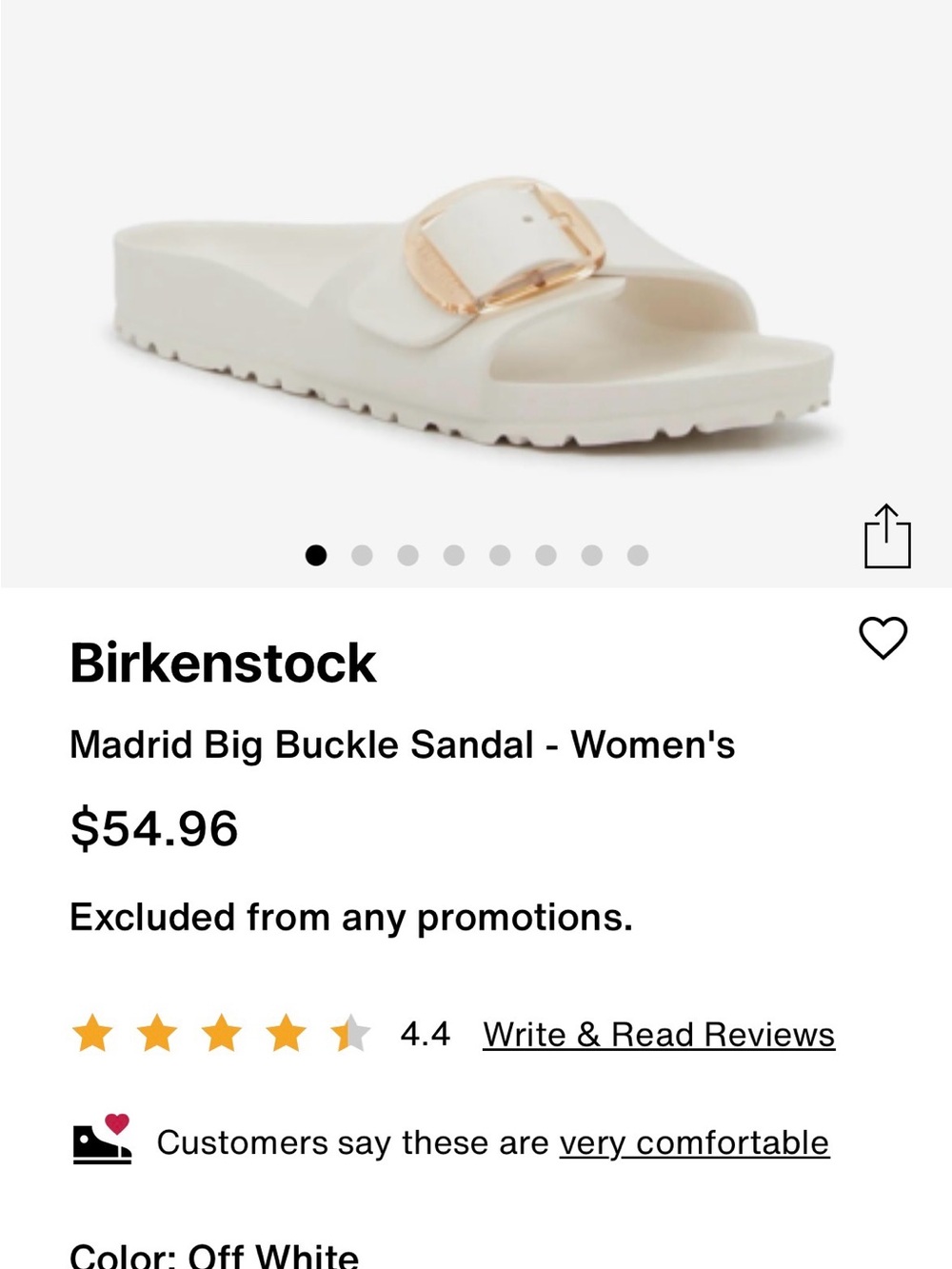 Birkenstock Madrid Off-White Single-Strap EVA Slides with Gold Buckles - Picture 5 of 5